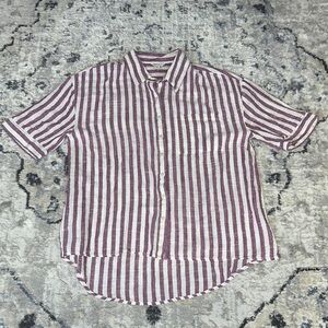 EST. 1946 Womens Medium Striped Short Sleeve Button Down Shirt 100% Cotton